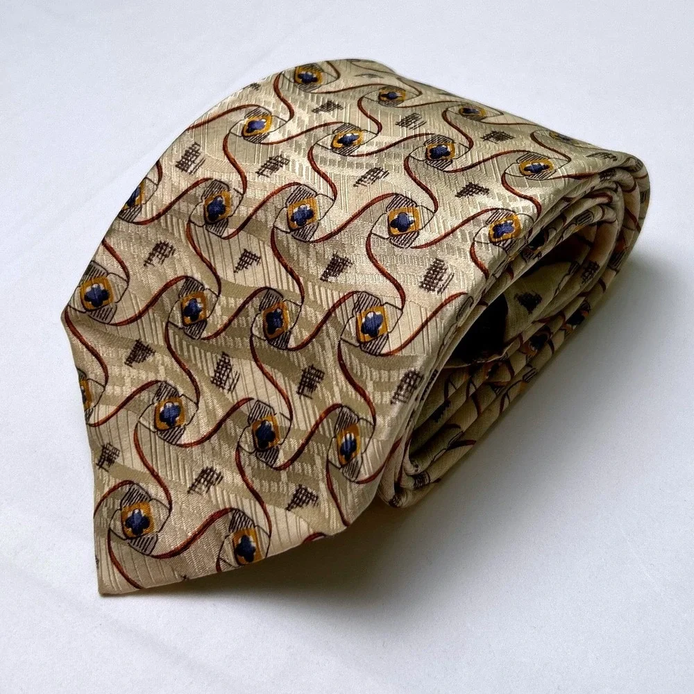 Robert Talbott Mens Best of Class Geometric Silk Necktie Champagne Gold Formal